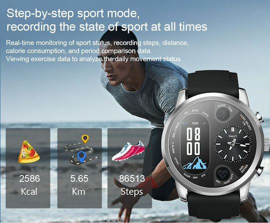 Lemfo T3 Pro Smartwatch with Heart Rate Monitor (Black) vue 3