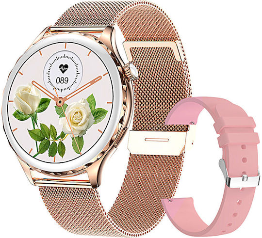 Rubicon SR048B 44mm Smartwatch with Heart Rate Monitor (Rose Gold)