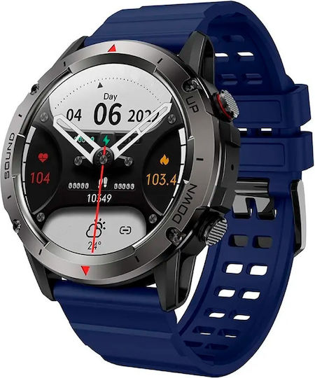 NX9 50mm Smartwatch with Heart Rate Monitor (Black / Blue)