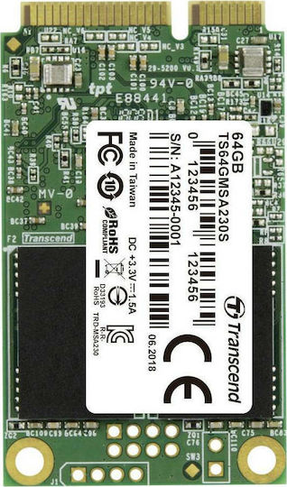 Transcend 230S SSD 64GB mSATA with SATA III Connection view 2