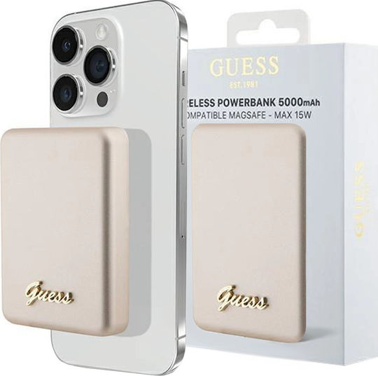 Guess Metal Script Logo MagSafe Power Bank 5000mAh 15W Gold view 6