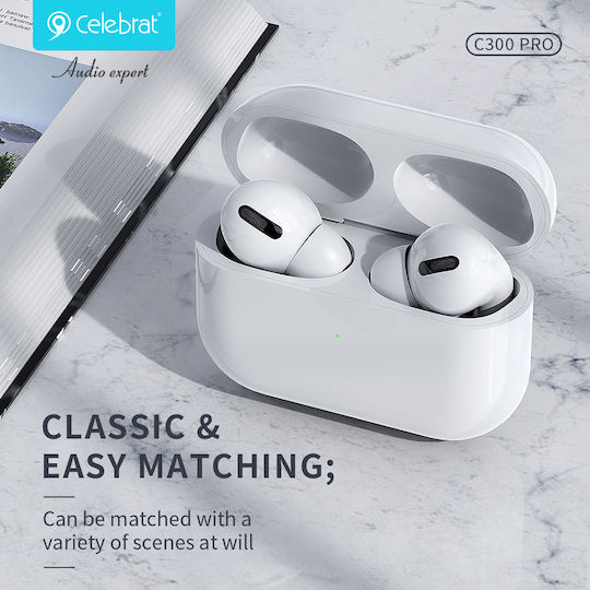 Celebrat C300 Pro Earbud Bluetooth Handsfree Earphones with Charging Case White view 5