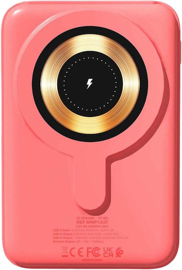 Urban Factory MagSafe Power Bank 10000mAh with USB-A Output Port and USB-C Output Port Pink view 4