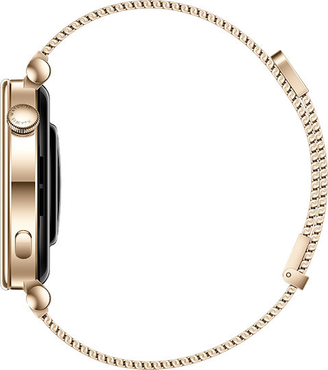 Huawei Watch GT 4 Stainless Steel 41mm Waterproof with Heart Rate Monitor (Light Gold Milanese Strap) view 5