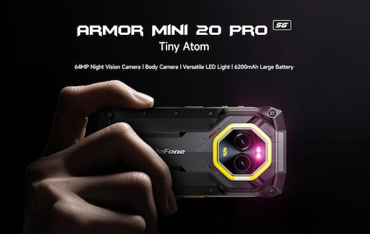Ulefone Armor Mini 20 Pro 5G Dual SIM (8GB/256GB) Resistant Smartphone Frost Black vue 2
