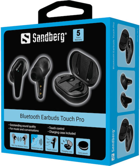 Sandberg Touch Pro In-ear Bluetooth Handsfree Earphones with Charging Case Black view 3