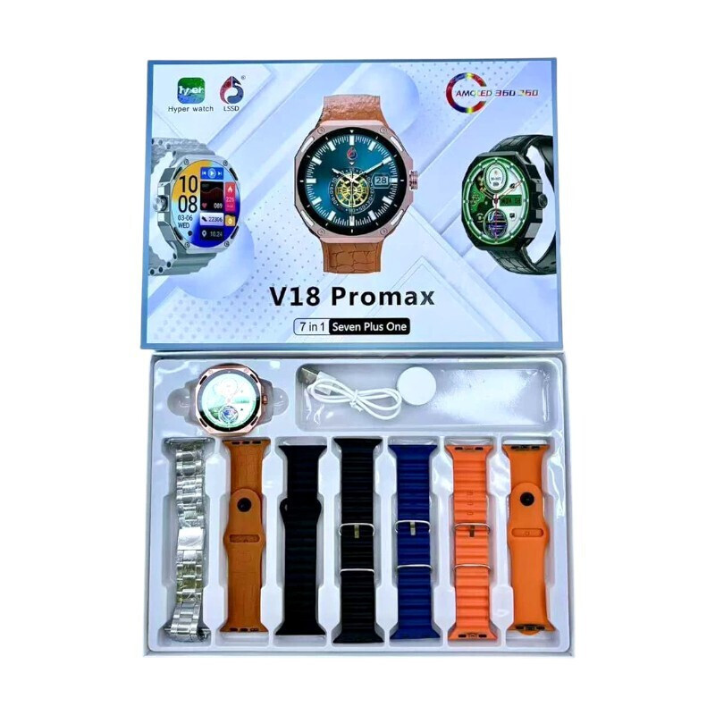 V18 ProMax Smartwatch with Heart Rate Monitor (Gold) view 4