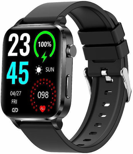 Stainless Steel Smartwatch with Heart Rate Monitor (Black)