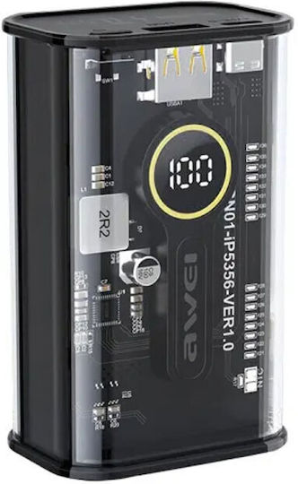 Awei P165K Power Bank 10000mAh 22.5W with USB-A Port and USB-C Port Power Delivery Black view 4