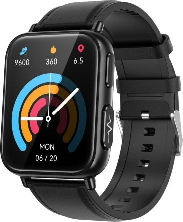 Tk10 1.91 Inch Ip68 Waterproof Leather Band Smart Watch Supports Ai Medical Diagnosis Blood Oxygen Body Temperature Monitoring Black view 1