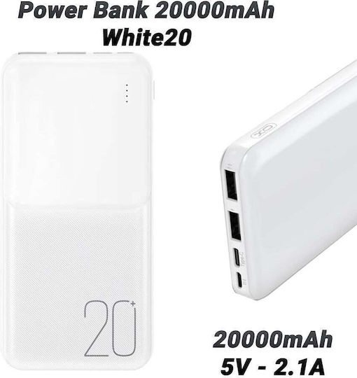 0225.010 Power Bank 20000mAh with 2 USB-A Ports White