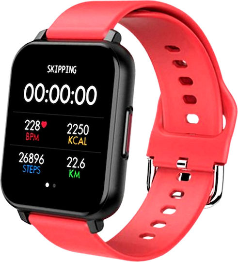 Idealstore Trend 82 Smartwatch 1.55 Inch Curved Edge Tft Display Monitors Heart Rate Blood Pressure Blood Oxygen Sleep Burned Calories Red view 1