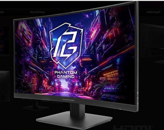 ASRock Phantom Gaming PG27QRT1B VA Curved Gaming Monitor 27" QHD 2560x1440 180Hz with Response Time 5ms GTG view 3
