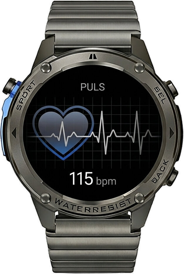 Luna Veles 52mm Waterproof Smartwatch with Heart Rate Monitor Steel view 9