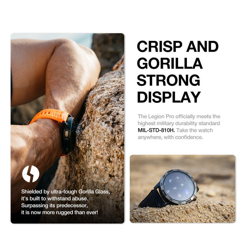 AGM Legion Pro Waterproof Smartwatch with Heart Rate Monitor (Black) view 2