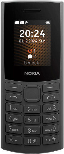 Nokia 105 (2024) Dual SIM Mobile with Buttons (Greek Menu) Charcoal view 3
