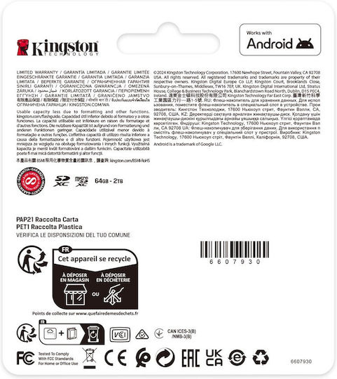 Kingston Canvas Select Plus microSDHC 64GB U1 V10 A1 UHS-I 100MB/s with Adapter view 5