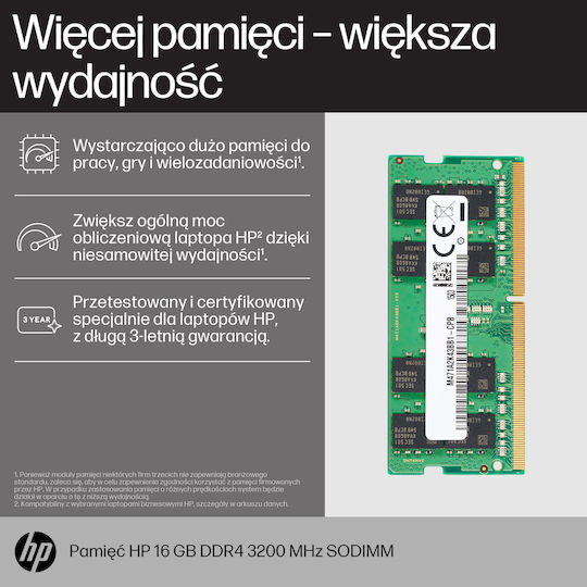HP DDR4 with Module 1x16GB and Speed 3200 for Laptop 8C4X9AA view 3