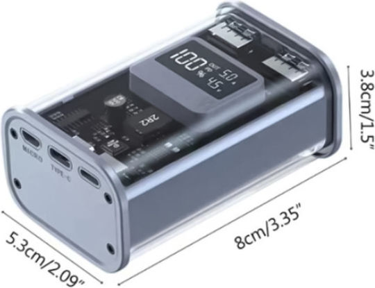 Treqa TR-956 Power Bank 10000mAh 20W with 2 USB-A Ports and USB-C Port Power Delivery / Quick Charge 3.0 Gray view 2