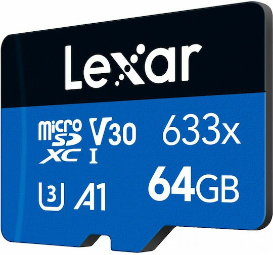 Lexar High-Performance 633x microSDXC 64GB U3 V30 A2 UHS-I 100MB/s with Adapter view 4