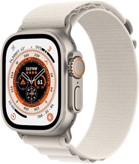 Apple Watch Ultra Titanium 49mm Waterproof with eSIM and Heart Rate Monitor (Green Alpine Loop Medium) view 3