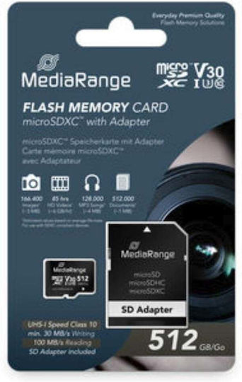 MediaRange microSDXC 512GB Class 10 100MB/s with Adapter