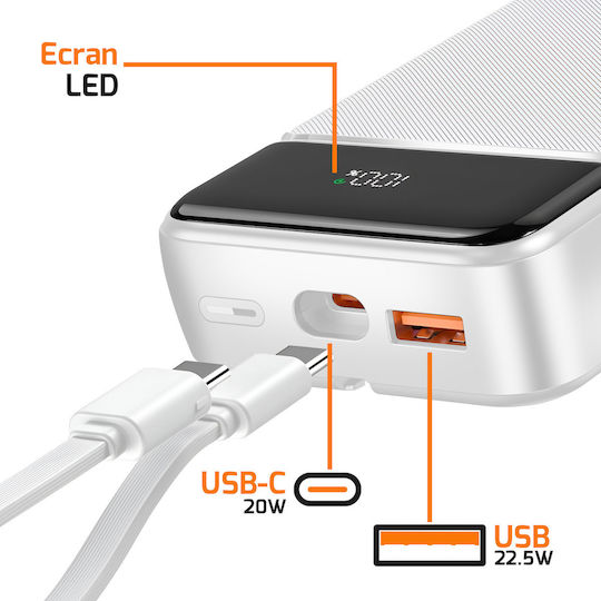 Maxexcell Power Bank 20000mAh with USB-A Port and USB-C Port White view 2