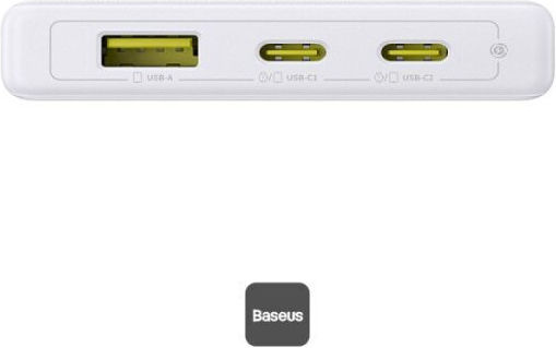 Baseus PicoGo Power Bank 10000mAh 20W with USB-A Port and 2 USB-C Power Delivery Ports White vue 9