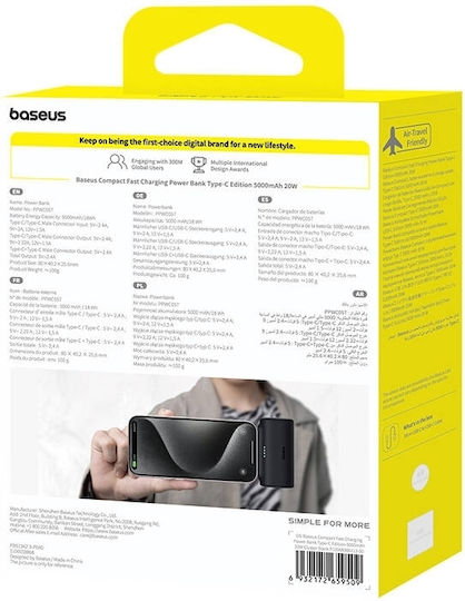 Baseus Compact Type-C Edition Power Bank 5000mAh 20W with USB-C Port Black view 8