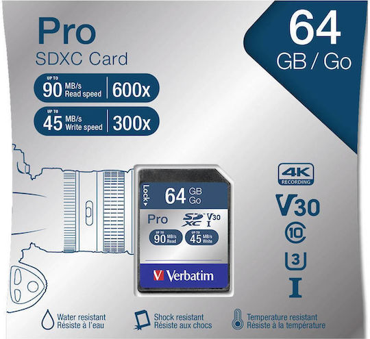 Verbatim Pro SDXC 64GB Class 10 U3 UHS-I Ansicht 3