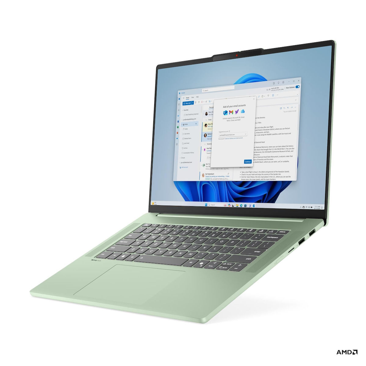 Lenovo IdeaPad Slim 5 15ARP10 15.1" OLED QHD+ 165Hz (Ryzen 7-7735HS/16GB/1TB SSD/No OS) Seafoam Green (International English Keyboard) view 2