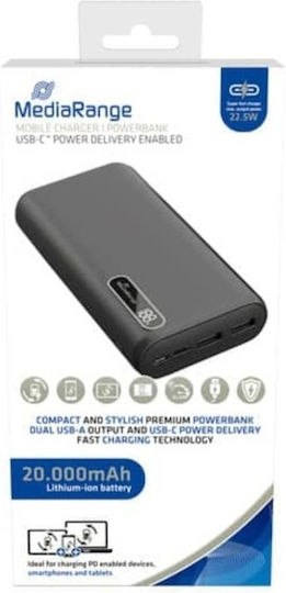 MediaRange MR756 Power Bank 20000mAh with 2 USB-A Ports and USB-C Port Power Delivery / Quick Charge 3.0 Black view 7