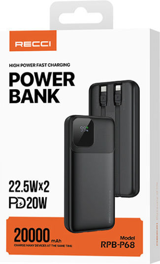 Recci RPB-P68 Power Bank 20000mAh 22.5W Black vue 7