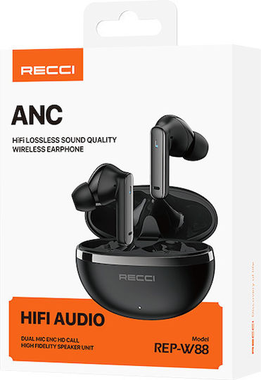 Recci REP-W88 In-ear Bluetooth Handsfree Earphones with Charging Case Black view 3