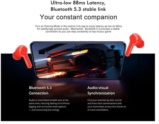 Realme Buds T100 Bluetooth Handsfree Earphones with Sweat Resistance and Charging Case Blue vue 7