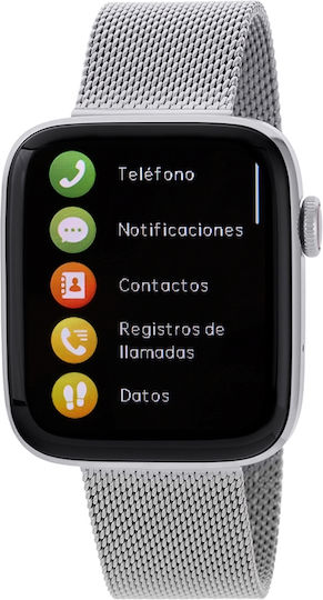 Marea B58010 Smartwatch with Heart Rate Monitor (Silver Milanese)
