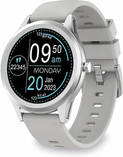 Ksix Globe Aluminium 44mm Smartwatch with Heart Rate Monitor (Silver)