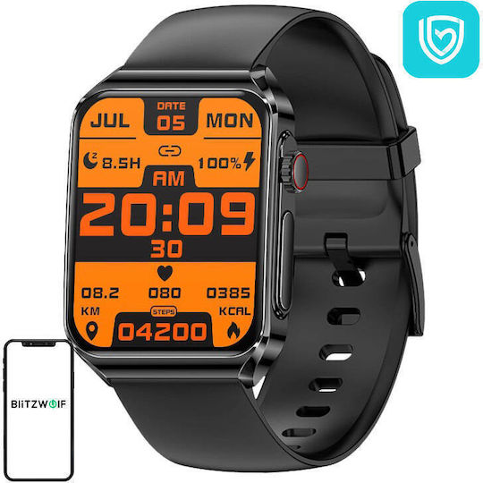 BlitzWolf BW-HL6 54mm Smartwatch with Heart Rate Monitor (Black Silicone) view 6
