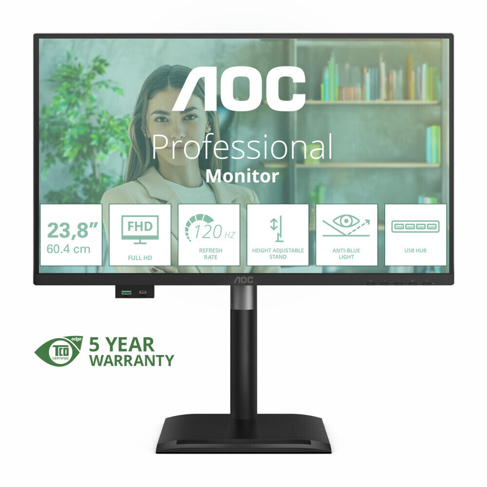 AOC 24P4U IPS HDR Monitor 23.8" FHD 1920x1080 with Response Time 4ms GTG view 2