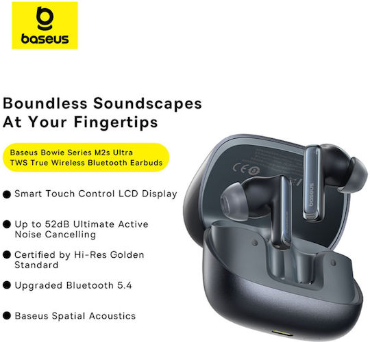 Baseus Bowie M2s Ultra In-ear Bluetooth Handsfree Earphones with Charging Case Black view 8