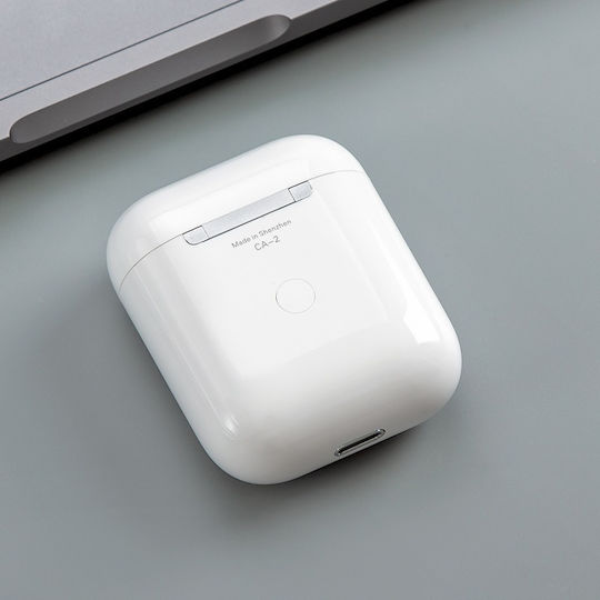 GJBY CA 2 Earbud Bluetooth Handsfree Earphones with Charging Case White view 3