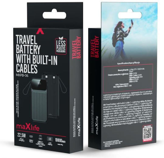 Maxlife MXPB-06 Power Bank 10000mAh 22.5W Power Delivery Black vue 4