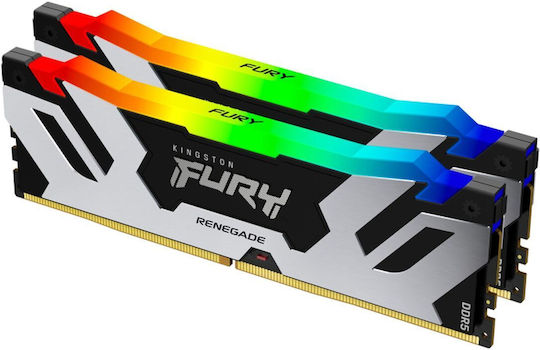 Kingston Fury Renegade RGB DDR5 32GB RAM with 2x16GB Modules and Speed 6400 for Desktop KF564C32RSAK2-32