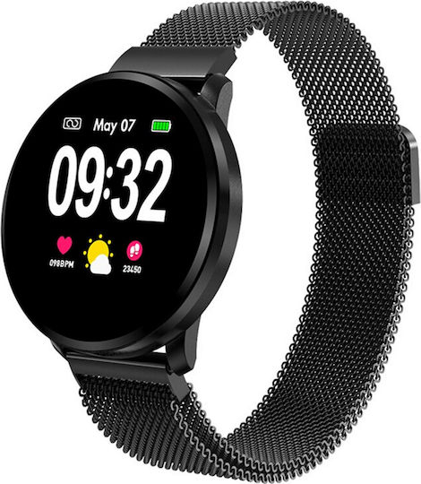 Idealstore Smart Fit 90 Smartwatch Metal Bracelet Spo2 Oximeter Function Sedentary Alert Function Heart Rate Monitoring Call Sms App Notifications Ip67 Water Resistant 1.3 Inch Full Touch Screen Black