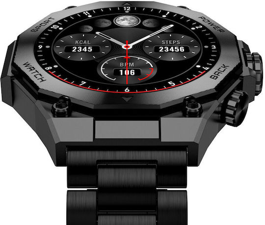 Ksix Titanium Waterproof Smartwatch with Heart Rate Monitor (Black) vue 3