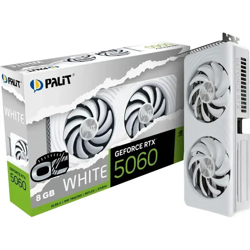 Palit GeForce RTX 5060 8GB GDDR7 White OC Graphics Card NE75060U19P1-GB2063M view 1