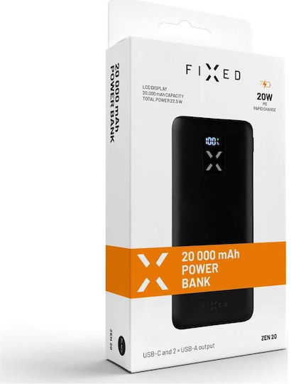 Fixed Zen Power Bank 20000mAh 20W with 2 USB-A Ports Power Delivery Black vista 3