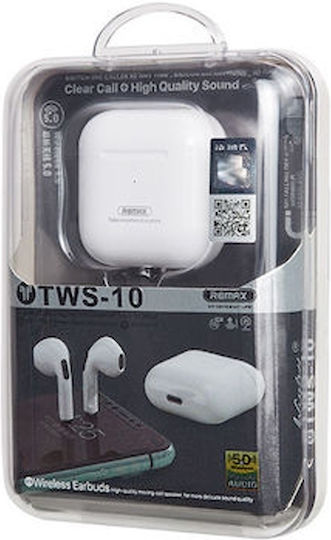 Remax TWS-10 Earbud Bluetooth Handsfree Earphones with Sweat Resistance and Charging Case White vue 3