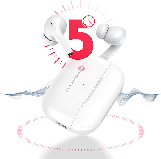 Forcell Master PRO In-ear Bluetooth Handsfree Earphones with Sweat Resistance and Charging Case White view 3