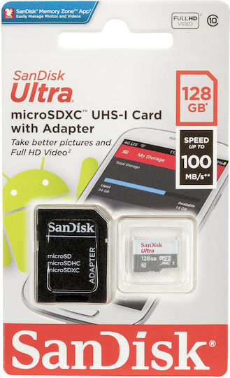 Sandisk Ultra microSDXC 128GB U1 A1 UHS-I 100MB/s with Adapter